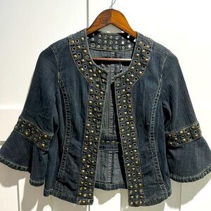 Ruffled embossed jean jacket. No tags. S/M